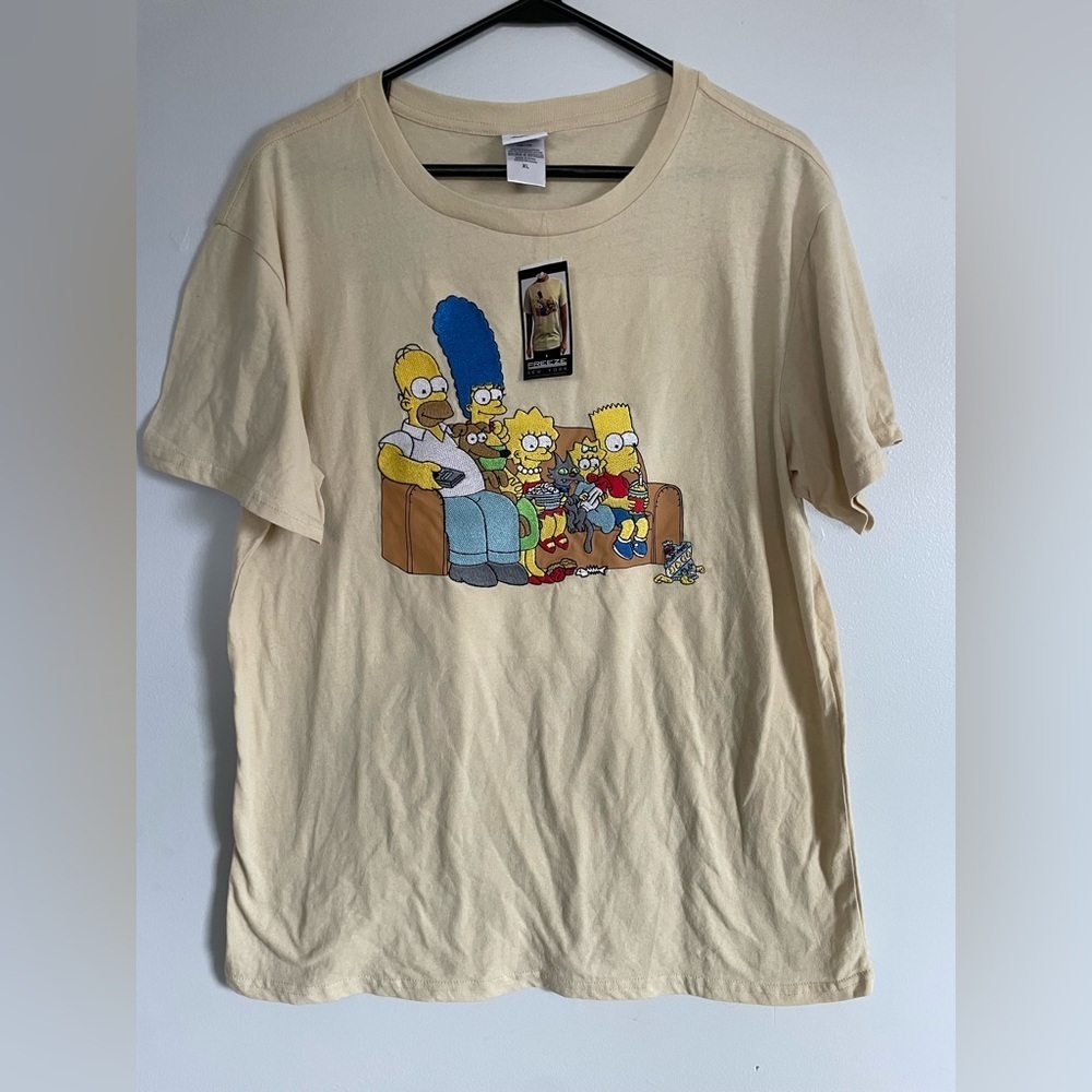 Freeze Simpsons embroidered Cream Short Sleeve Tee double sided size XL NWT